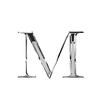 M silver metallic luxury chrome alphabet font png