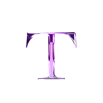 T purple metallic luxury chrome alphabet font png