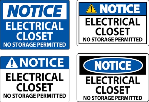 Notice Sign Electrical Closet - No Storage Permitted vector
