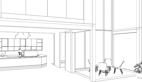 3D illustration of coffee shop vector
