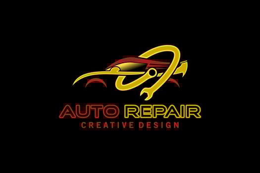 Auto repair logo design, modern sports car repair service logo vector