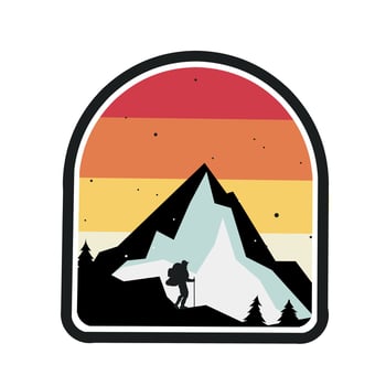 vector of hiking mountain in sunset perfect for print, t-shirt design, etc