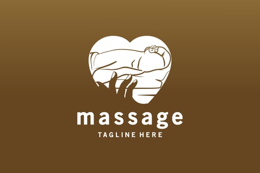 Massage logo design for women's health and beauty care with love concept vector