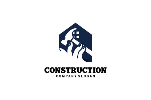 Modern home building construction care logo design vector