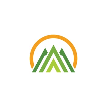 triangle mountain sun colorful line geometric logo vector