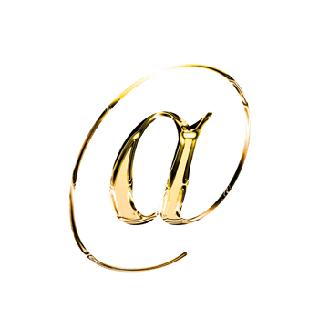 At sign gold metallic luxury chrome alphabet font png