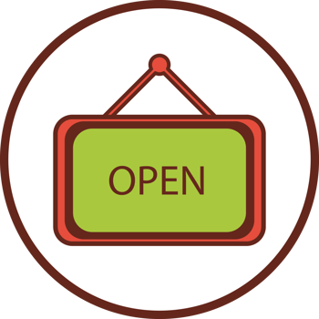 open sign flat icon in circle. png