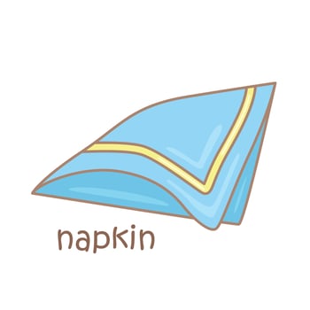 Alphabet N For Napkin Vocabulary School Lesson Cartoon Illustration Vector Clipart Sticker