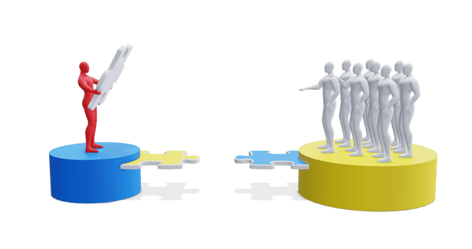 3d Man with Puzzles. 3d Businessman Teamwork Concept. png