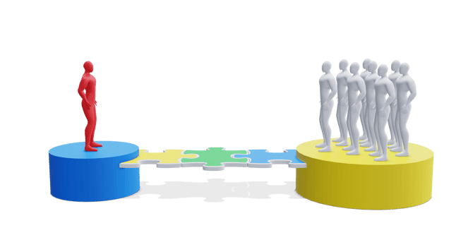 3d Man with Puzzles. 3d Businessman Teamwork Concept. png