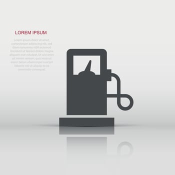 Fuel pump icon in flat style. Gas station sign vector illustration on white isolated background. Petrol business concept.