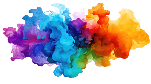 colorful ink splash on transparent background png
