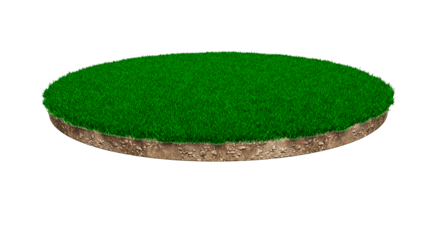 Grass circle isolated 3D Illustration round soil ground cross section with earth land and green grass png