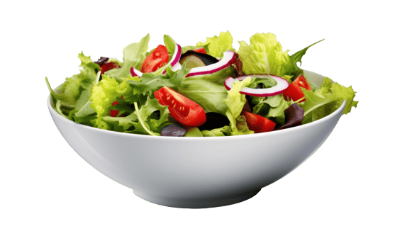a bowl of salad with tomatoes, onions and lettuce transparent background ai generated png