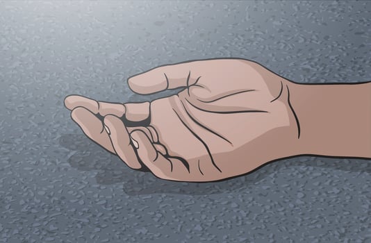 illustration of hand lying close up on the road, traffic accident illustration vector