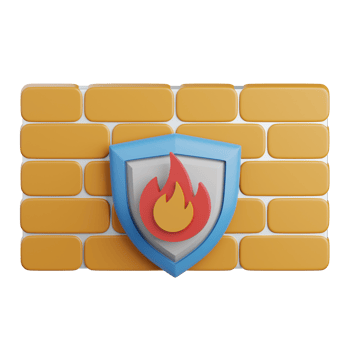 3d rendering firewall security isolated useful for technology, programming, development, coding, software, app, computing, server and connection design element png