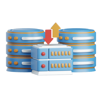 3d rendering database isolated useful for technology, programming, development, coding, software, app, computing, server and connection design element png
