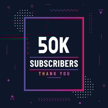 thank you 50k subscribers or followers. web social media modern post design vector