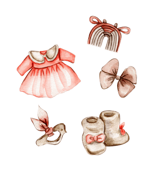 Composition of watercolor baby toys and teddy bear. png