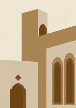 Aesthetic minimalist Morocco architecture poster illustration vector