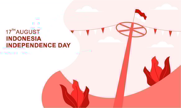 Indonesia independence day 17 august with traditional games concept illustration vector