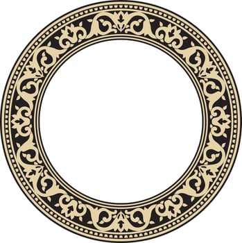 Vector golden and black round turkish ornament. Endless ottoman national border, frame