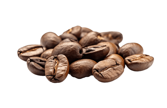 Coffee beans isolated on transparent background. PNG file, cut out. AI Generated