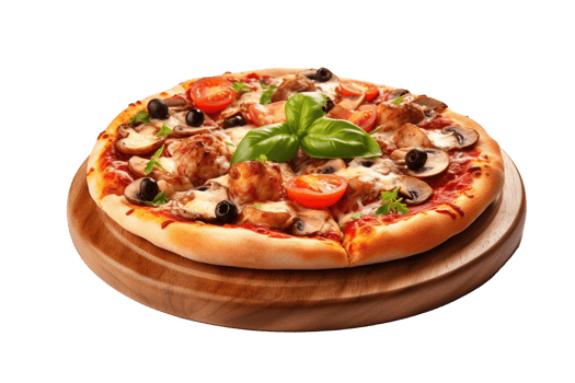 Delicious pizza isolated on transparent background. PNG file, cut out. AI Generated