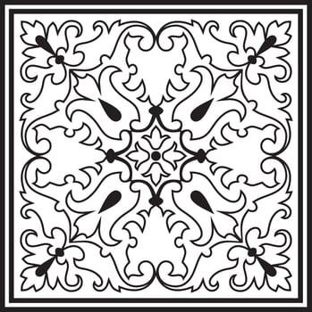 Vector square monochrome black ornament of ancient Rome. Roman classical European pattern, tile