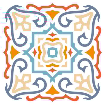 Mandala Celtic ornament tile background pattern with red, blue, and orange color vector