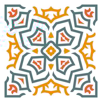 Celtic ornament tile background pattern with red, orange and green color vector