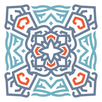 Celtic ornament tile background pattern with red, orange and green color vector