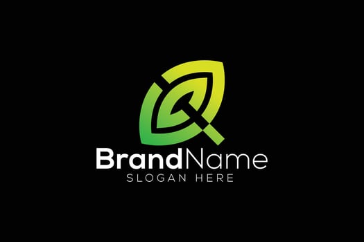 Trendy and Professional letter Q Eco green leaf logo design vector template