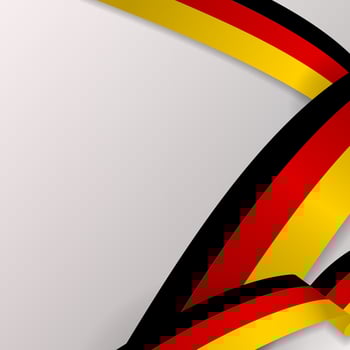 3d Realistic German Flag Ribbons poster template on white background for copy space. Flag of Germany frame. German background template. Vector Illustration. EPS 10