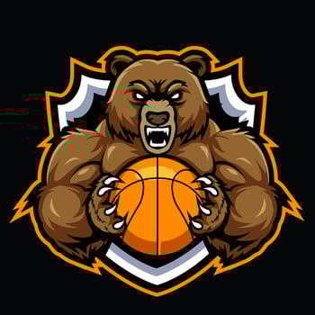 Bear basketball player mascot logo design vector