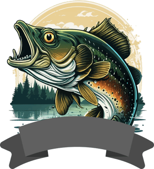 Big bass fish vector cartoon for t shirt Big bass fish t shirt design png