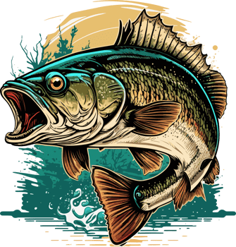 Big bass fish vector cartoon for t shirt Big bass fish t shirt design png