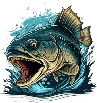 Big bass fish vector cartoon for t shirt Big bass fish t shirt design png