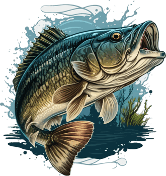 Big bass fish vector cartoon for t shirt Big bass fish t shirt design png