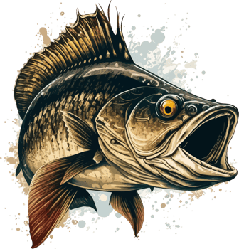 Big bass fish vector cartoon for t shirt Big bass fish t shirt design png