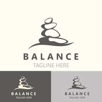 Balance stone logo massage stone yoga, rock arrangement for spa and health meditation symbol vector