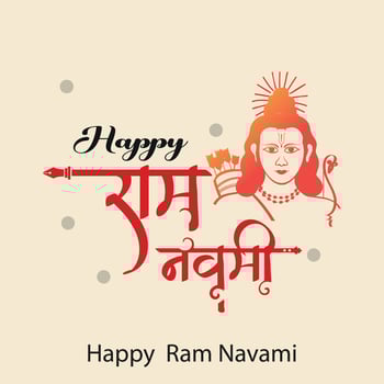 vector illustration for the Indian festival Ram Navami written Hindi text Ram Navami