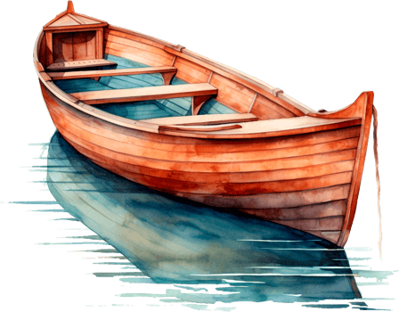 Watercolor hand drawn illustration Fishing boat at sea Isolated on white background png
