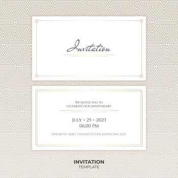 Golden wedding invitation design with elegant geometric pattern. Luxury vector illustration for cards, banners, and more. template for VIP events and party banner