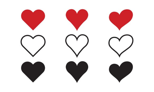 Love icon set collection vector in flat style. Vector hearts. Heart shape icon collection. Heart Romantic Love graphic Free Vector. Heart, like sign symbol