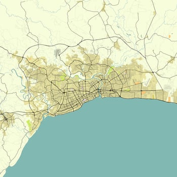 Vector city map of Santo Domingo, Dominican Republic