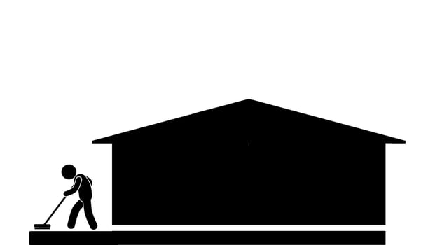 illustration and icon stick figure,stickman,pictogram. House washing, Gutter cleaning, roof washing, concrete cleaning, deck washing vector