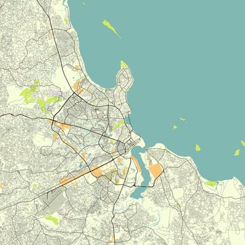 Vector city map of Dar es Salaam, Tanzania