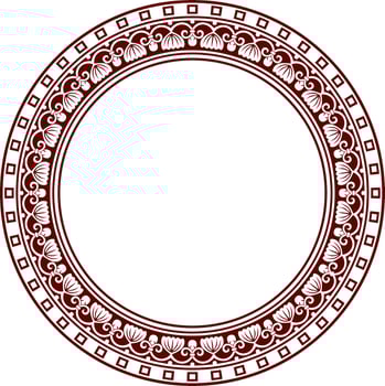 Vector red with black round ornament ring of ancient Greece. Classic pattern frame border Roman Empire
