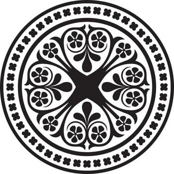 Vector black monochrome round ornament of ancient Greece. Classic circle pattern of the Roman Empire